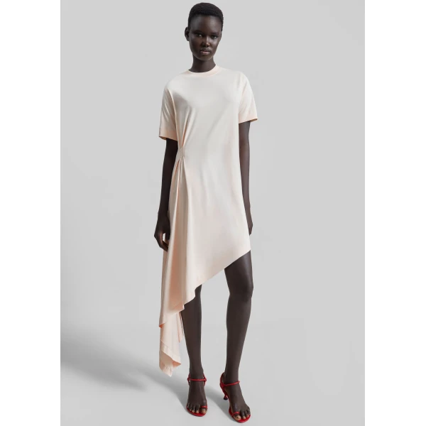 The Frankie Shop Igari Asymmetric T-Shirt Dress – Cream Rose, view 2