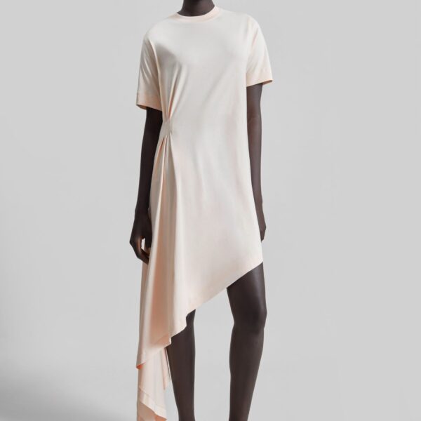 The Frankie Shop Igari Asymmetric T-Shirt Dress - Cream Rose - Oversized Minimalist Dresses in Ivory - Shop at Coveti