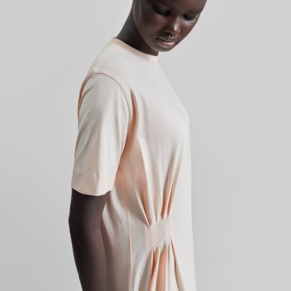 The Frankie Shop Igari Asymmetric T-Shirt Dress - Cream Rose - Oversized Minimalist Dresses in Ivory - Shop at Coveti