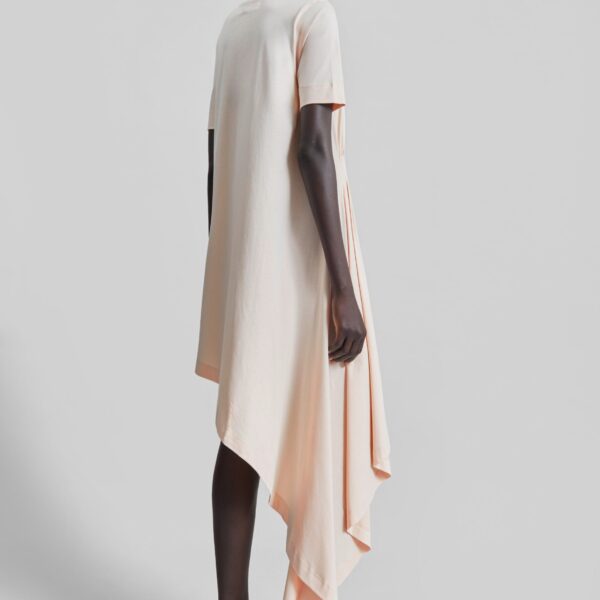The Frankie Shop Igari Asymmetric T-Shirt Dress - Cream Rose - Oversized Minimalist Dresses in Ivory - Shop at Coveti