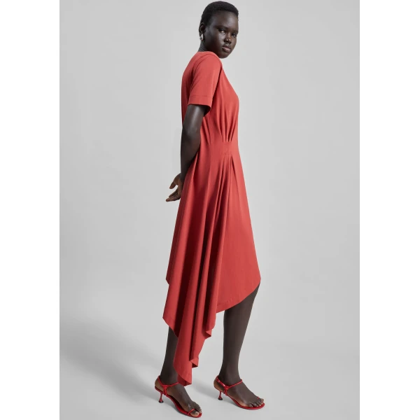 The Frankie Shop Igari Asymmetric T-Shirt Dress – Red, view 2