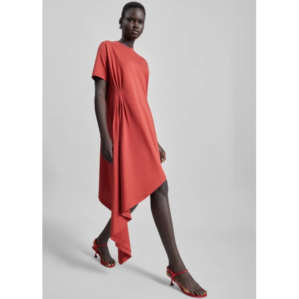 The Frankie Shop Igari Asymmetric T-Shirt Dress – Red, view 4
