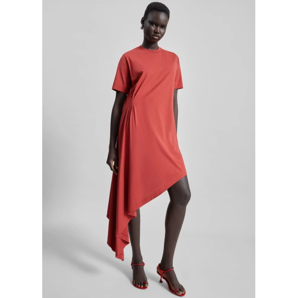 The Frankie Shop Igari Asymmetric T-Shirt Dress – Red, view 5