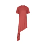 The Frankie Shop Igari Asymmetric T-Shirt Dress - Red - Oversized Minimalist Dresses in Red - Shop at Coveti