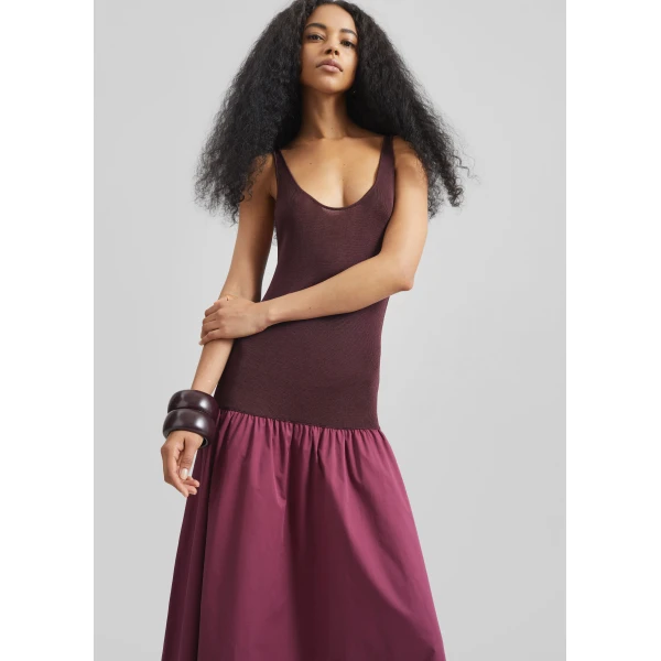 The Frankie Shop Iliya Drop Waist Maxi Dress – Burgundy, view 3