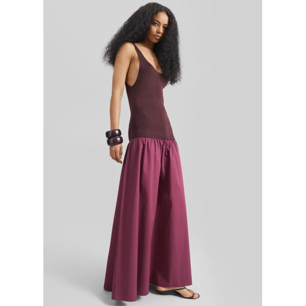 The Frankie Shop Iliya Drop Waist Maxi Dress – Burgundy, view 4