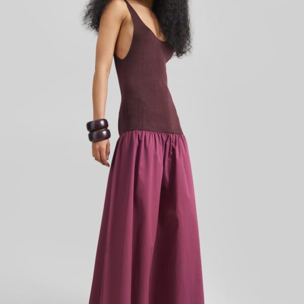 The Frankie Shop Iliya Drop Waist Maxi Dress - Burgundy - Oversized Minimalist Dresses in Red - Shop at Coveti