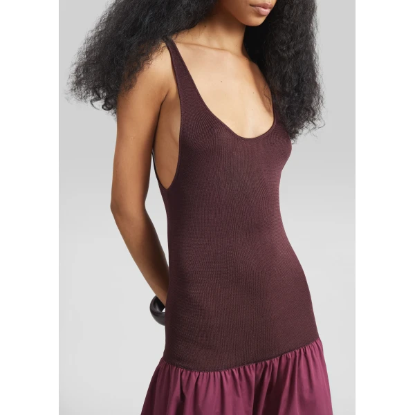 The Frankie Shop Iliya Drop Waist Maxi Dress – Burgundy, view 5