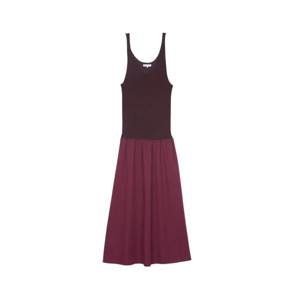 The Frankie Shop Iliya Drop Waist Maxi Dress - Burgundy - Oversized Minimalist Dresses in Red - Shop at Coveti