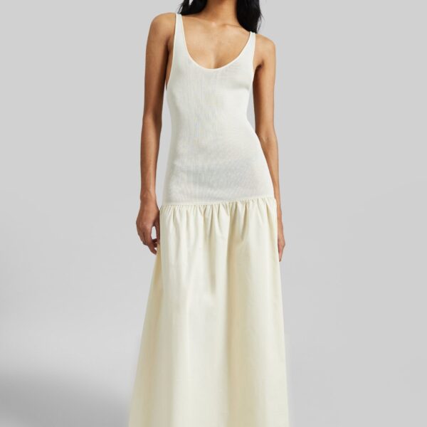 The Frankie Shop Iliya Drop Waist Maxi Dress - Cream - Oversized Minimalist Dresses in Ivory - Shop at Coveti
