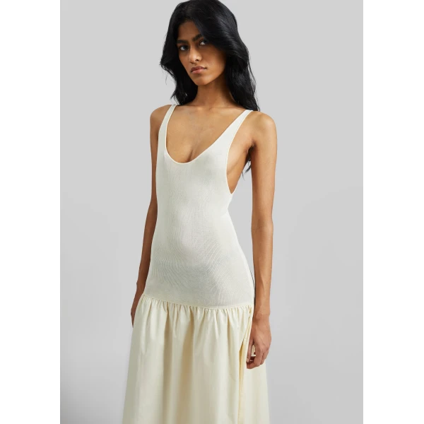 The Frankie Shop Iliya Drop Waist Maxi Dress – Cream, view 3