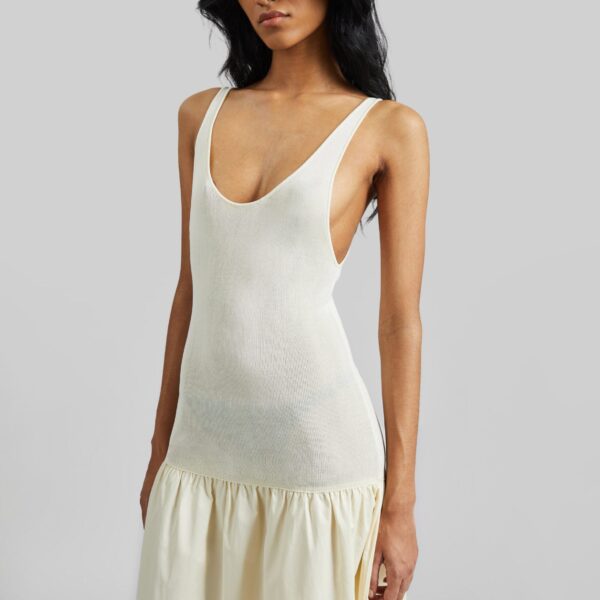 The Frankie Shop Iliya Drop Waist Maxi Dress - Cream - Oversized Minimalist Dresses in Ivory - Shop at Coveti