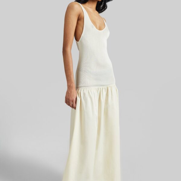 The Frankie Shop Iliya Drop Waist Maxi Dress - Cream - Oversized Minimalist Dresses in Ivory - Shop at Coveti