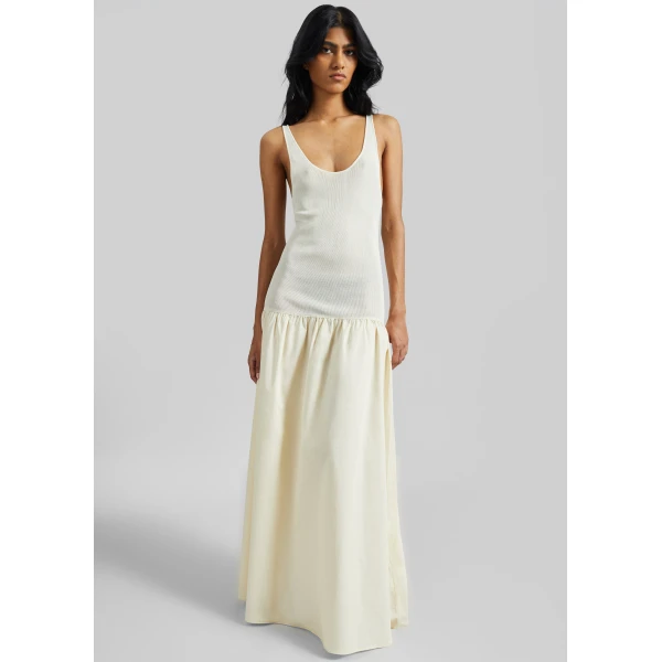The Frankie Shop Iliya Drop Waist Maxi Dress – Cream, view 6