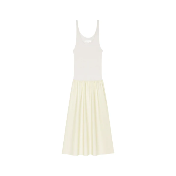 The Frankie Shop Iliya Drop Waist Maxi Dress - Cream - Oversized Minimalist Dresses in Ivory - Shop at Coveti