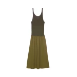 The Frankie Shop Iliya Drop Waist Maxi Dress - Olive - Oversized Minimalist Dresses in Green - Shop at Coveti