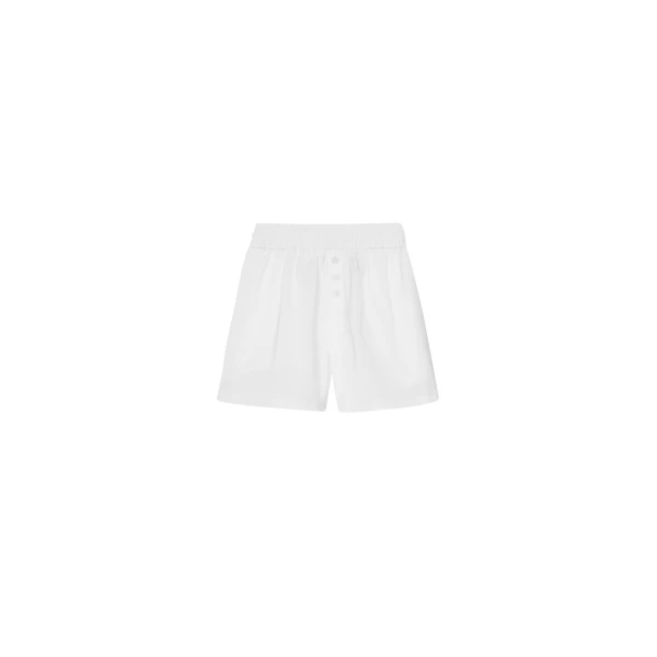 The Frankie Shop Ilsen Satin Boxer Shorts - White - Oversized Minimalist Shorts in White - Shop at Coveti