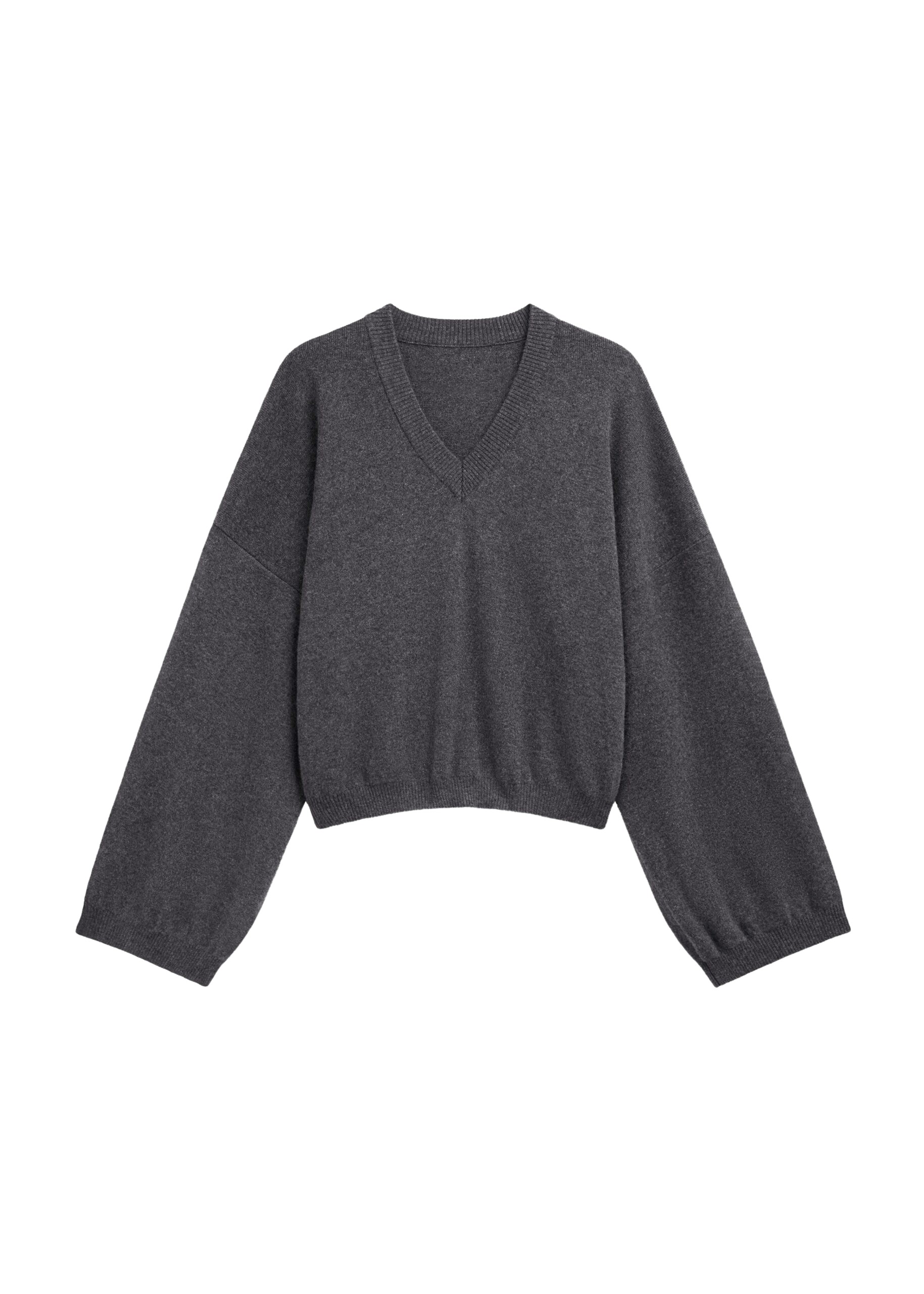 The Frankie Shop Ilston V-Neck Sweater - Grey - Oversized Minimalist Knitwear in Grey - Shop at Coveti
