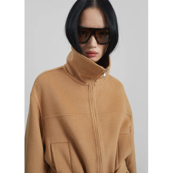 The Frankie Shop Imphal Belted Wool Jacket – Camel, view 5
