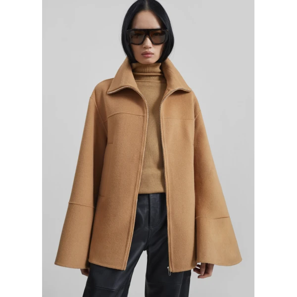 The Frankie Shop Imphal Belted Wool Jacket – Camel, view 6