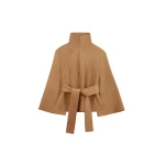 The Frankie Shop Imphal Belted Wool Jacket - Camel - Oversized Minimalist Jackets in Beige - Shop at Coveti