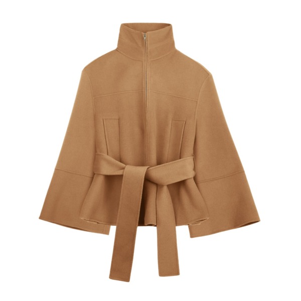 The Frankie Shop Imphal Belted Wool Jacket - Camel - Oversized Minimalist Jackets in Beige - Shop at Coveti