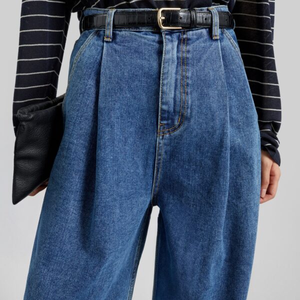 The Frankie Shop Isabella Denim Pants - Medium Wash - Oversized Minimalist Pants in Grey - Shop at Coveti
