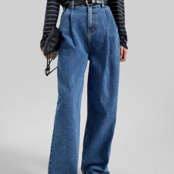 The Frankie Shop Isabella Denim Pants - Medium Wash - Oversized Minimalist Pants in Grey - Shop at Coveti