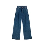The Frankie Shop Isabella Denim Pants - Medium Wash - Oversized Minimalist Pants in Grey - Shop at Coveti
