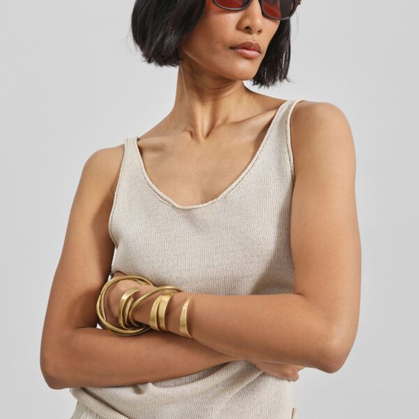 The Frankie Shop Islay Open-Back Knit Tank - Beige - Oversized Minimalist Tops in Beige - Shop at Coveti