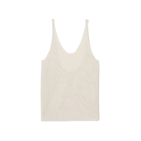The Frankie Shop Islay Open-Back Knit Tank - Beige - Oversized Minimalist Tops in Beige - Shop at Coveti