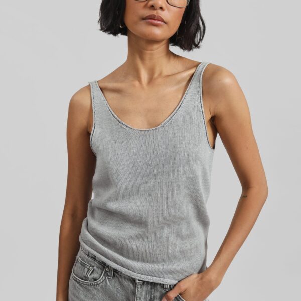 The Frankie Shop Islay Open-Back Knit Tank - Grey - Oversized Minimalist Tops in Grey - Shop at Coveti