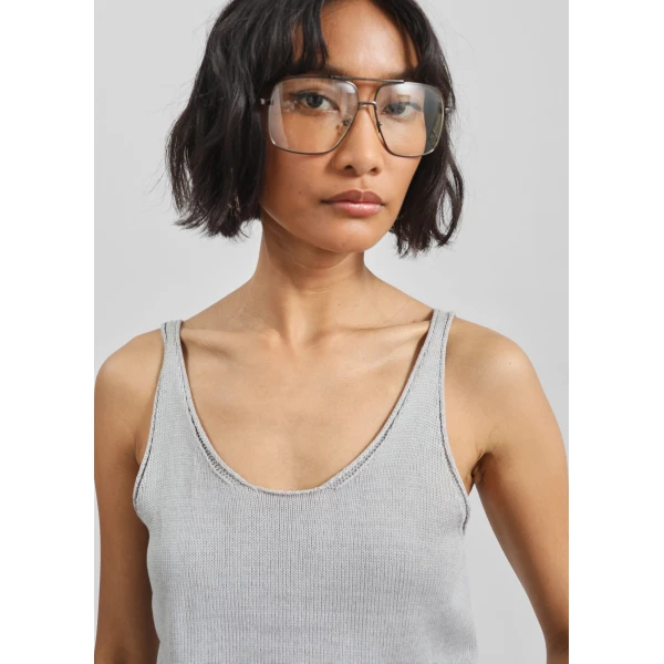 The Frankie Shop Islay Open-Back Knit Tank – Grey, view 5