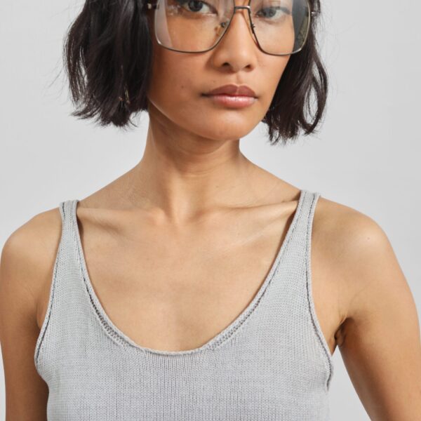 The Frankie Shop Islay Open-Back Knit Tank - Grey - Oversized Minimalist Tops in Grey - Shop at Coveti