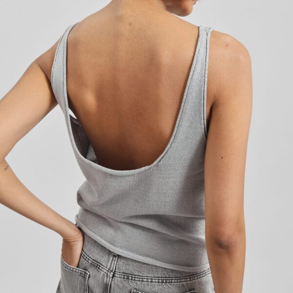 The Frankie Shop Islay Open-Back Knit Tank - Grey - Oversized Minimalist Tops in Grey - Shop at Coveti