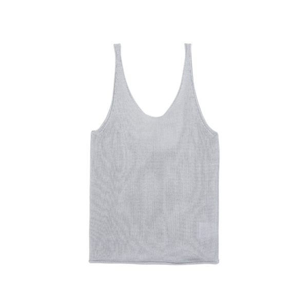 The Frankie Shop Islay Open-Back Knit Tank - Grey - Oversized Minimalist Tops in Grey - Shop at Coveti