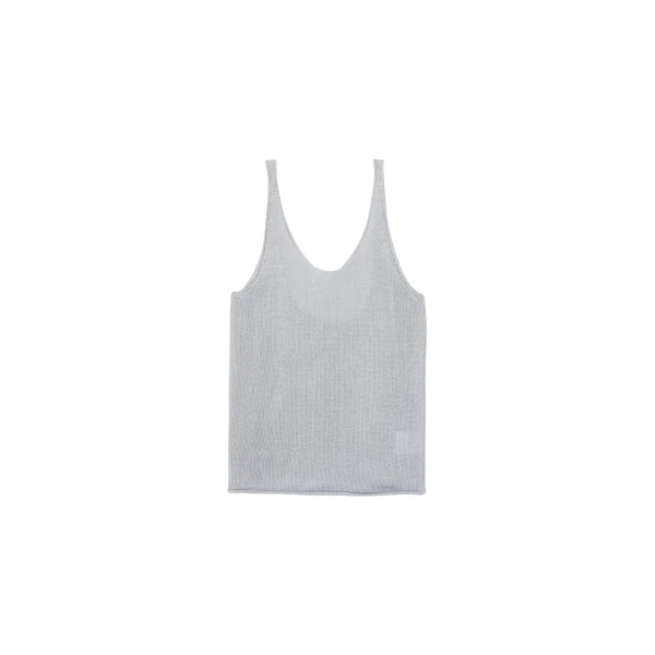 The Frankie Shop Islay Open-Back Knit Tank - Grey - Oversized Minimalist Tops in Grey - Shop at Coveti