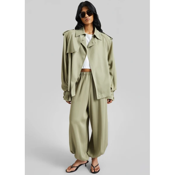 The Frankie Shop Isola Fluid Balloon Pants – Sage, view 6