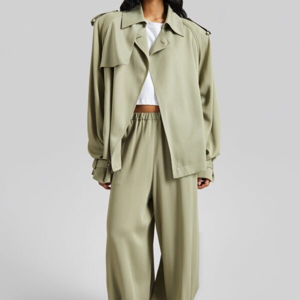 The Frankie Shop Isola Fluid Balloon Pants - Sage - Oversized Minimalist Pants in Green - Shop at Coveti