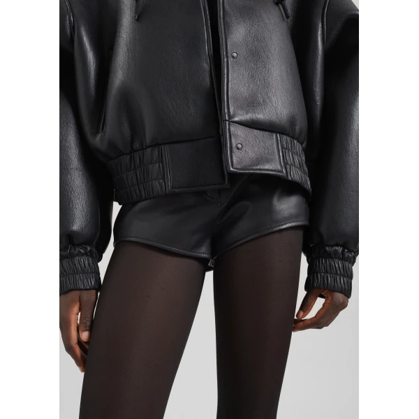 The Frankie Shop Jackson Faux Leather Bonded Bomber – Black Jacket, view 6