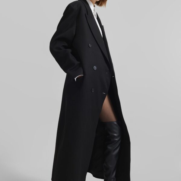 The Frankie Shop Jane Long Coat - Black - Oversized Minimalist Coats in Black - Shop at Coveti