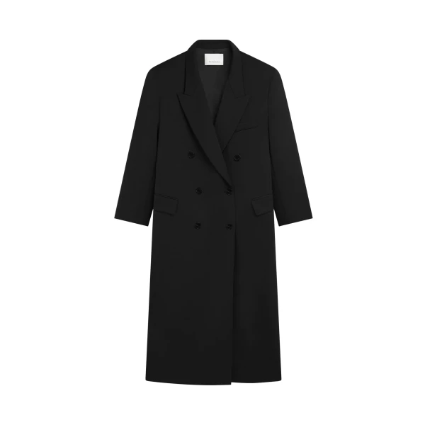 The Frankie Shop Jane Long Coat - Black - Oversized Minimalist Coats in Black - Shop at Coveti