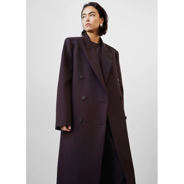 The Frankie Shop Jane Long Coat – Dark Plum, view 2