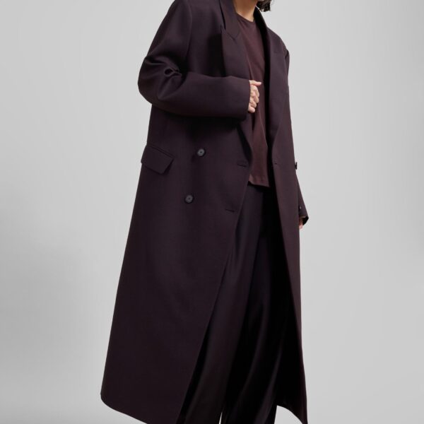 The Frankie Shop Jane Long Coat - Dark Plum - Oversized Minimalist Coats in Purple - Shop at Coveti