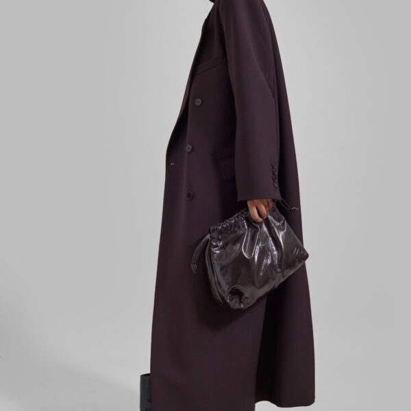 The Frankie Shop Jane Long Coat - Dark Plum - Oversized Minimalist Coats in Purple - Shop at Coveti