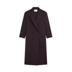 The Frankie Shop Jane Long Coat - Dark Plum - Oversized Minimalist Coats in Purple - Shop at Coveti