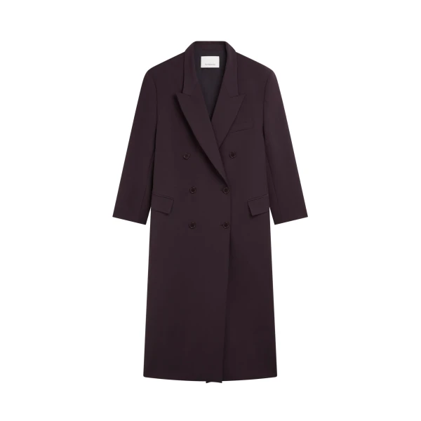 The Frankie Shop Jane Long Coat - Dark Plum - Oversized Minimalist Coats in Purple - Shop at Coveti