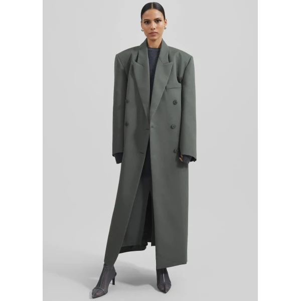 The Frankie Shop Jane Long Coat – Light Khaki, view 2