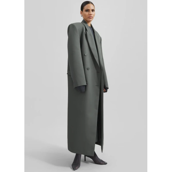 The Frankie Shop Jane Long Coat – Light Khaki, view 4