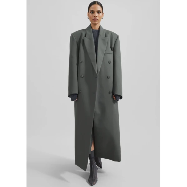 The Frankie Shop Jane Long Coat – Light Khaki, view 5
